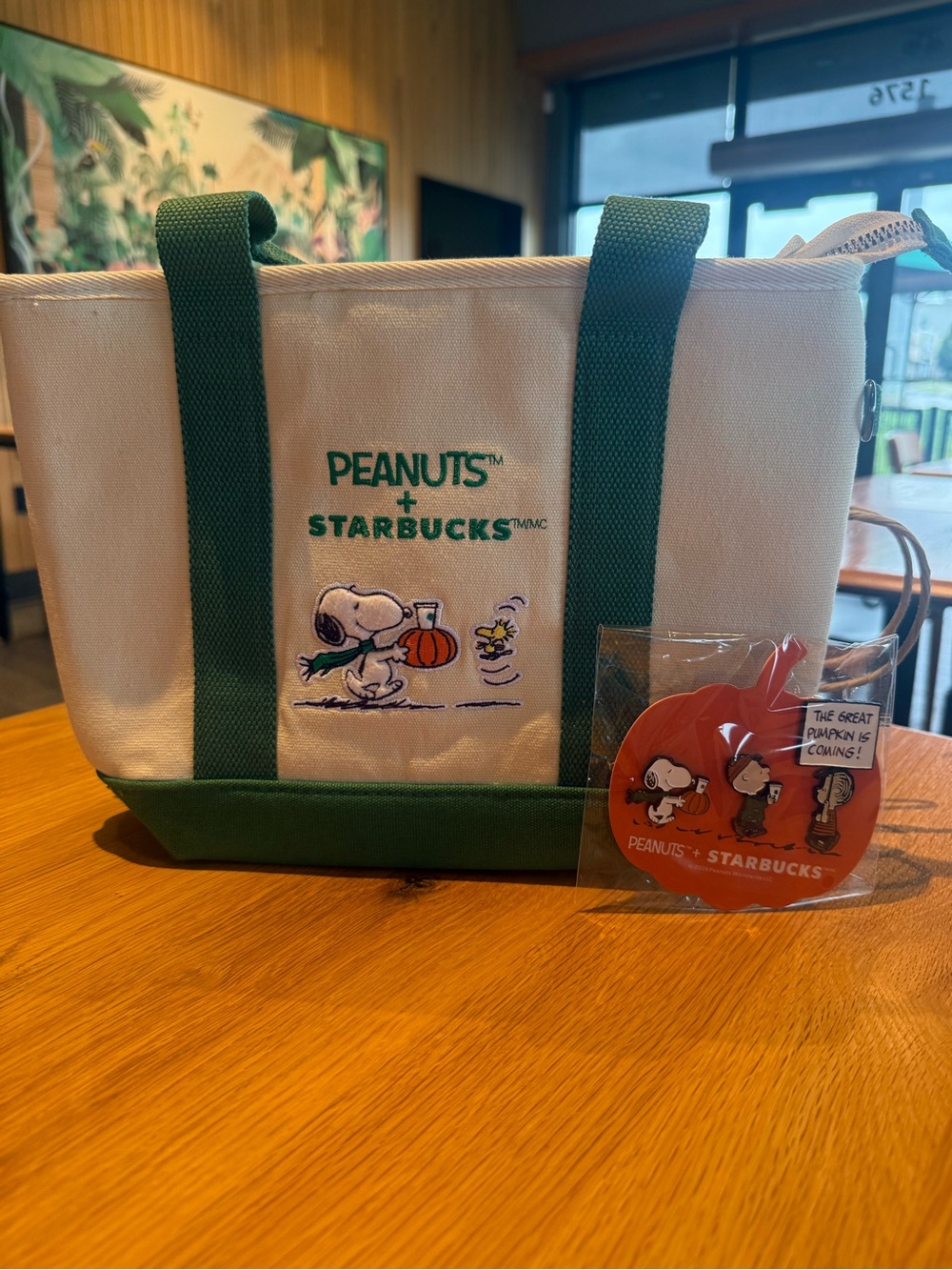 Peanuts + Starbucks Canvas Mini Tote Bag and Pins